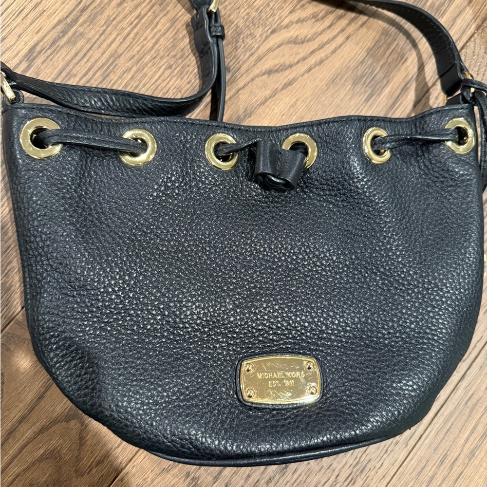 Michael Kors Black Crossbody Bag with Gold Accents